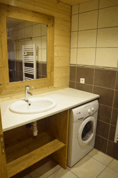 Salle de douche avec lave linge